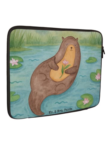Mr. & Mrs. Panda Laptop Tasche Otter Seerose Design ohne Spruch in Weiß
