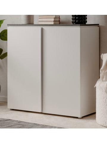 Furn.Design Kommode weiß Glanz, grau 89 cm, Sideboard 2-türig