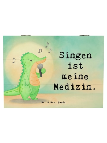 Mr. & Mrs. Panda kiste holz Krokodil Singen Design mit Spruch in Weiß