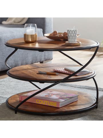 KADIMA DESIGN Couchtisch 58x58x40,5 cm Massivholz / Metall mit Stauraum,