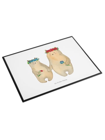 Mr. & Mrs. Panda Schreibunterlage Bären mit Blumenkranz ohne Spruch in Weiß