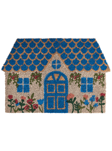 Beliani Fußmatte ROSARIO in Blau/Beige - (W) 60 x (L) 90 cm