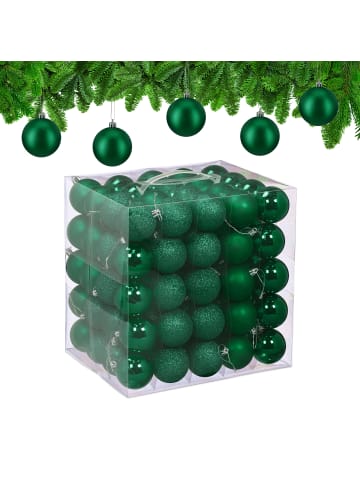 relaxdays 100-tlg. Weihnachtskugeln Set in Dunkelgrün