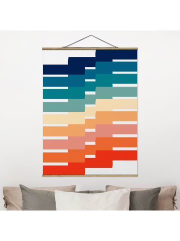 WALLART Stoffbild mit Posterleisten - Moderne Regenbogen Geometrie in Bunt