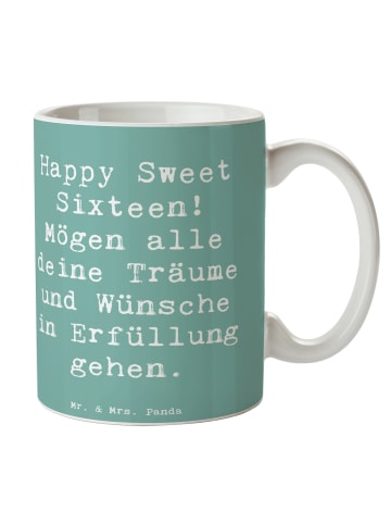 Mr. & Mrs. Panda Kaffeetasse Spruch 16. Geburtstag mit Spruch in Meeresbrise