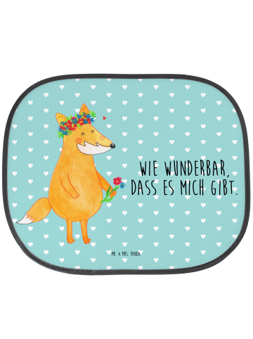 Mr. & Mrs. Panda Sonnenschutz Auto Fuchs Blumen mit Spruch in Türkis Pastell