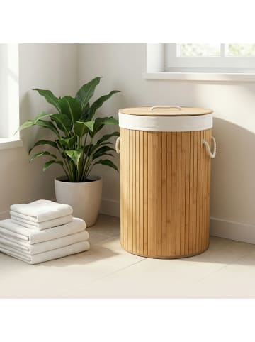 relaxdays 2 x Wäschekorb in Natur - (H)65 x Ø41 cm