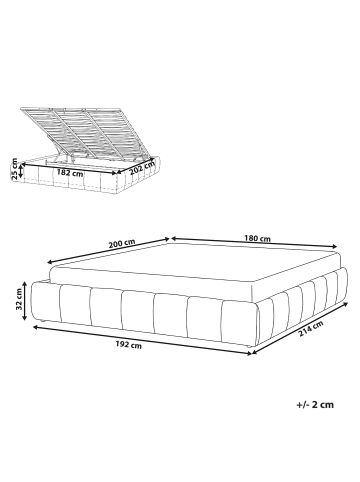 Beliani 2-tlg Doppelbett GENAS in Beige/Schwarz