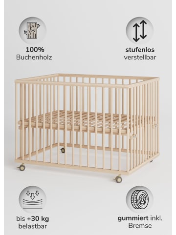 Sämann Sämann Laufgitter mit Matratze SleepPlus, Lattenrost & Sprossen natur Premium