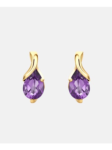 Diamant L'éternel Ohrringe aus 585 Gelbgold mit Amethyst