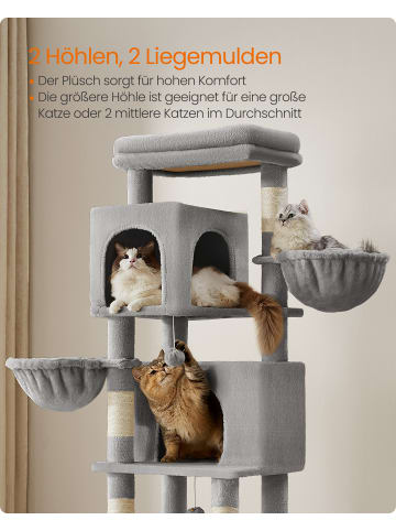 Feandrea Katzenbaum Clawfy in Grau - (B)43 x (H)174 x (T)55 cm