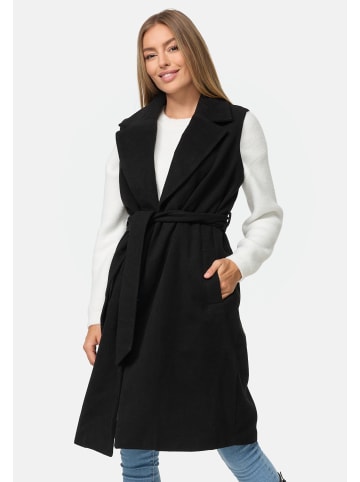 Threadbare Longweste THB Suhail belted formall Coat in Schwarz