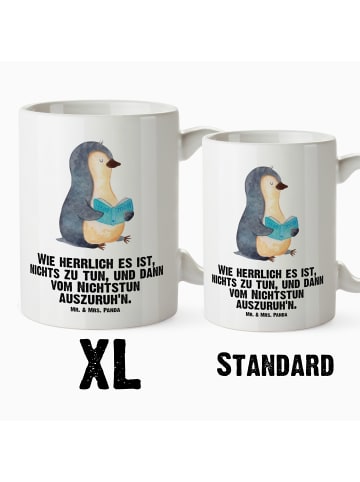 Mr. & Mrs. Panda Steinguttasse Pinguin Lachen mit Spruch in Weiß