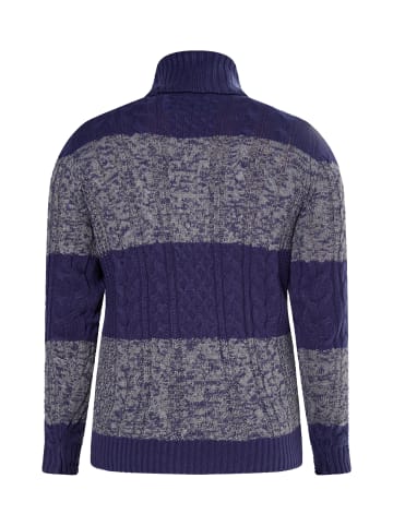 MO Herren Pullover Mit Zopfstrick in Marine Grau Melange