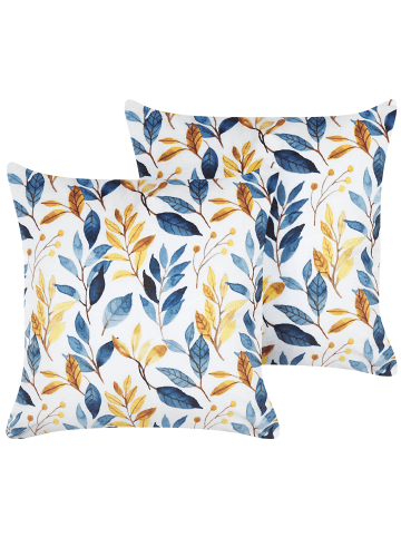 Beliani 2er-Set Dekokissen CATTLEYA in Bunt/Weiß/Blau