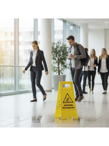 relaxdays 3x Achtung Rutschgefahr Aufsteller in Gelb