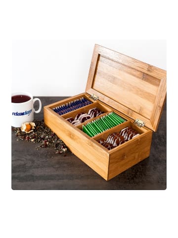 relaxdays Teebox in Natur - (B)28,5 x (H)9 x (T)16 cm