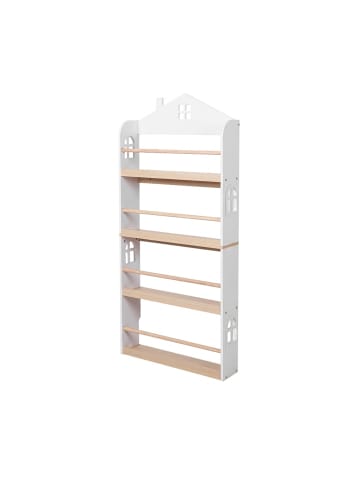 relaxdays Kinderbücherregal "Haus" in Weiß/ Natur - (B)60 x (H)130 x (T)15 cm