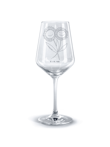 Mr. & Mrs. Panda glas für rotwein Blume Sonnenblume ohne Spruch in Transparent