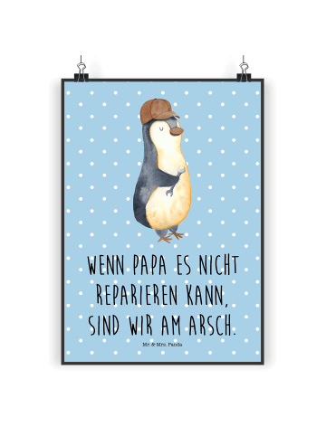 Mr. & Mrs. Panda Poster Wenn Papa es nicht reparieren kann, sind... in Blau Pastell