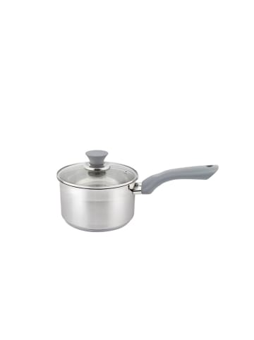 Michelino Michelino Sophie Stieltopf aus Edelstahl mit Glasdeckel & Softgriff - in Silber