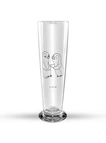 Mr. & Mrs. Panda Weizenglas Pinguine trösten ohne Spruch in Transparent