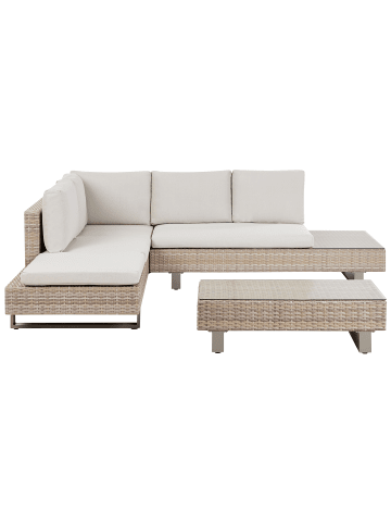 Beliani 2-tlg Sitzgruppe LANCIANO in Weiß/Beige