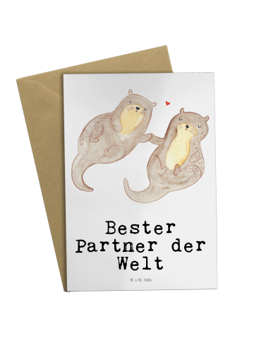 Mr. & Mrs. Panda Grußkarte Otter Bester Partner der Welt mit Spruch in Weiß