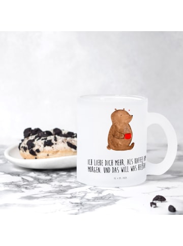 Mr. & Mrs. Panda Teetasse Bär Morgenkaffee mit Spruch in Transparent