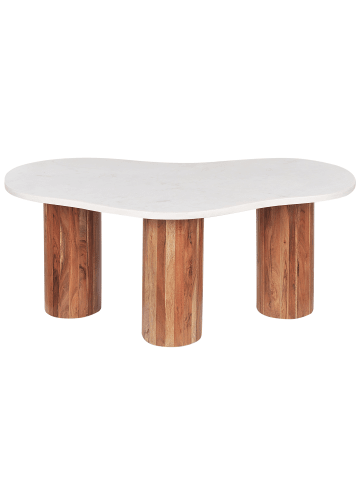 Beliani Couchtisch CASABLANCA in Weiß/Braun - (W) 90 x (H) 35 x (L) 45 cm
