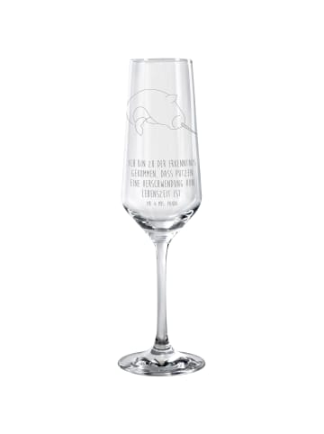 Mr. & Mrs. Panda Champagnerglas Narwal mit Spruch in Transparent