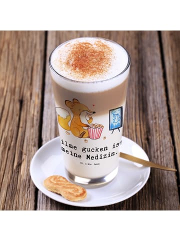 Mr. & Mrs. Panda Latte Macchiato Glas Fuchs Filme gucken mit Spruch in Transparent