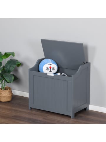 relaxdays Wäschetruhe in Grau - (B)56 x (H)53 x (T)36 cm