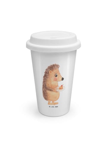 Mr. & Mrs. Panda Travel Mug Igel Kuchenstück ohne Spruch in Weiß