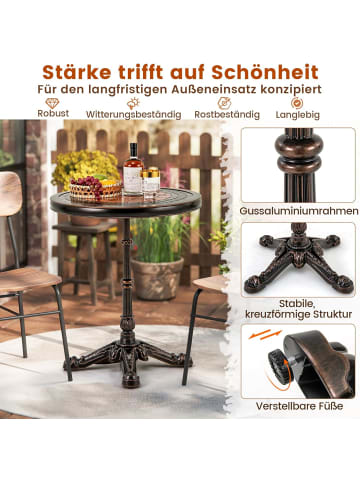 COSTWAY Gartentisch Aluminiumguss 60,5 x 60,5 x 73 cm in Bronze