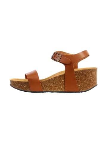 Plakton So Kiss Keil Sandale aus Leder Braun