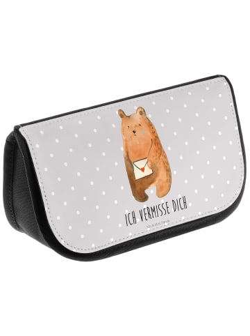 Mr. & Mrs. Panda Beauty Bag Bär Vermissen mit Spruch in Grau Pastell