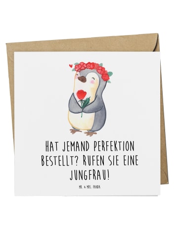 Mr. & Mrs. Panda Deluxe Karte Jungfrau Perfektion mit Spruch in Weiß