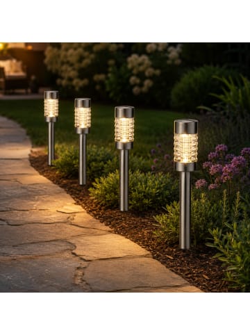 MARELIDA 4er Set Solar Wegleuchten Gartenleuchte Stabbeleuchtung H:29cm