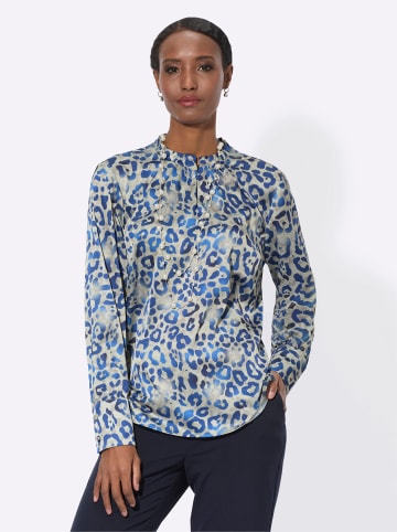 creation L Langarm-Bluse in sand-marine-bedruckt