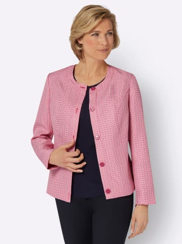 Sieh an! Bouclé-Blazer in fuchsia-ecru-gemustert