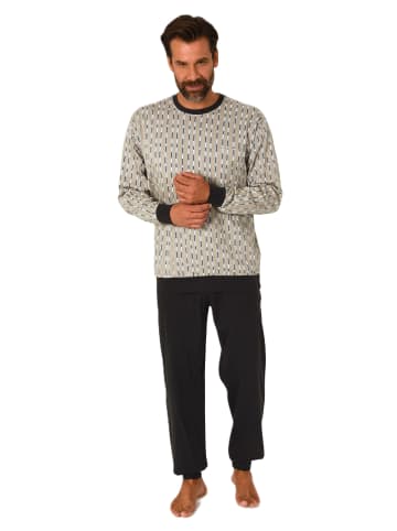 NORMANN Langarm Schlafanzug Pyjama Bündchen - 84096 in dunkelgrau