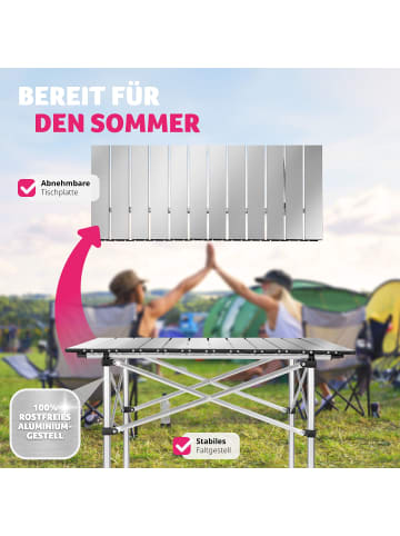 tectake Aluminium Campingtisch  70 x 70 x 70 cm, grau