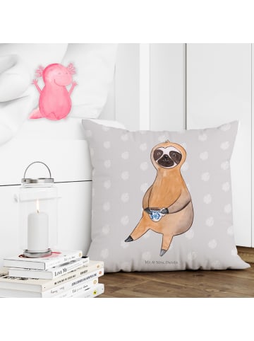 Mr. & Mrs. Panda Kissen 40x40 Faultier Kaffee ohne Spruch in Grau Pastell