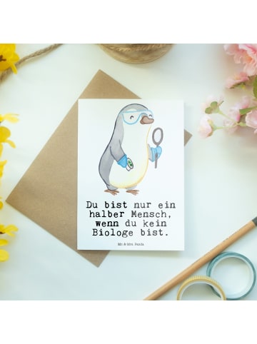 Mr. & Mrs. Panda Glückwunschkarte Biologe Herz mit Spruch in Weiß