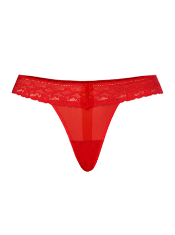 Teyli Mesh Tanga mit floraler Spitze Leo in rot