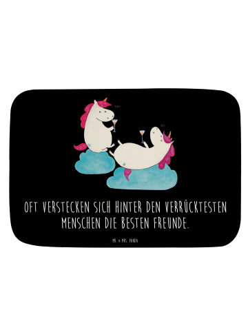 Mr. & Mrs. Panda Badezimmerteppich Einhorn Sekt mit Spruch in Schwarz