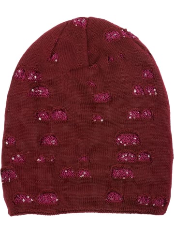 styleBREAKER Feinstrick Beanie Mütze in Bordeaux-Rot