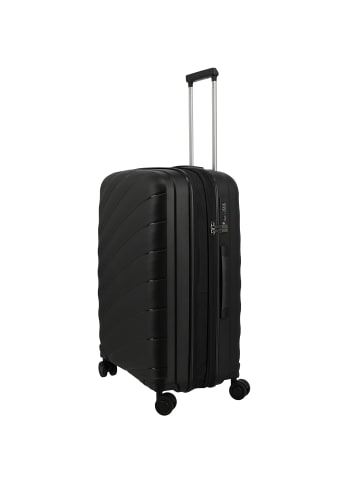 travelite Burano 4 Rollen Kofferset 3-teilig mit Dehnfalte in black