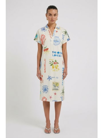 Oui Kleid Silky Touch in white red